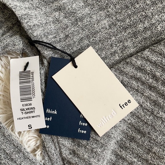 ARITZIA - Grey Ribbed Off The Shoulder Long Sleeve Top - Picture 5 of 9